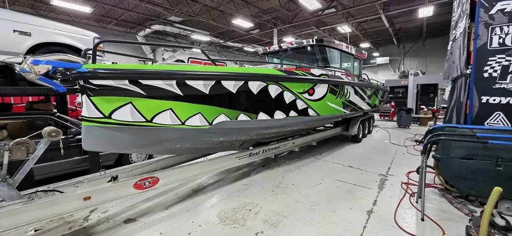 Marine vinyl wrap detail by Big Shot Rides