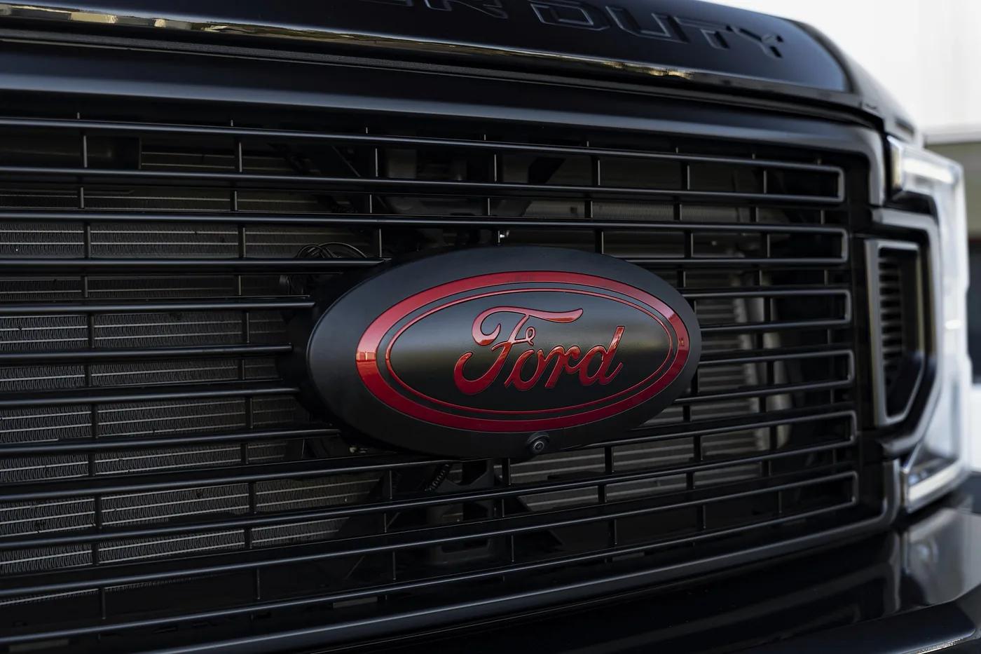 Ford F-450 chrome delete with blacked-out grille at Big Shot Rides