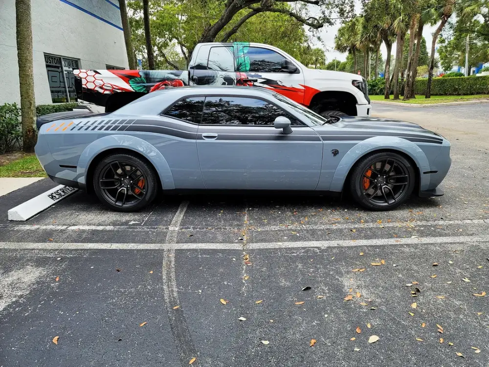 Lowered suspension setup on custom wheels at Big Shot Rides